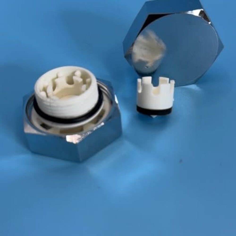 Chrome Hexagonal Nuts with White Ceramic Inserts Faucet Parts